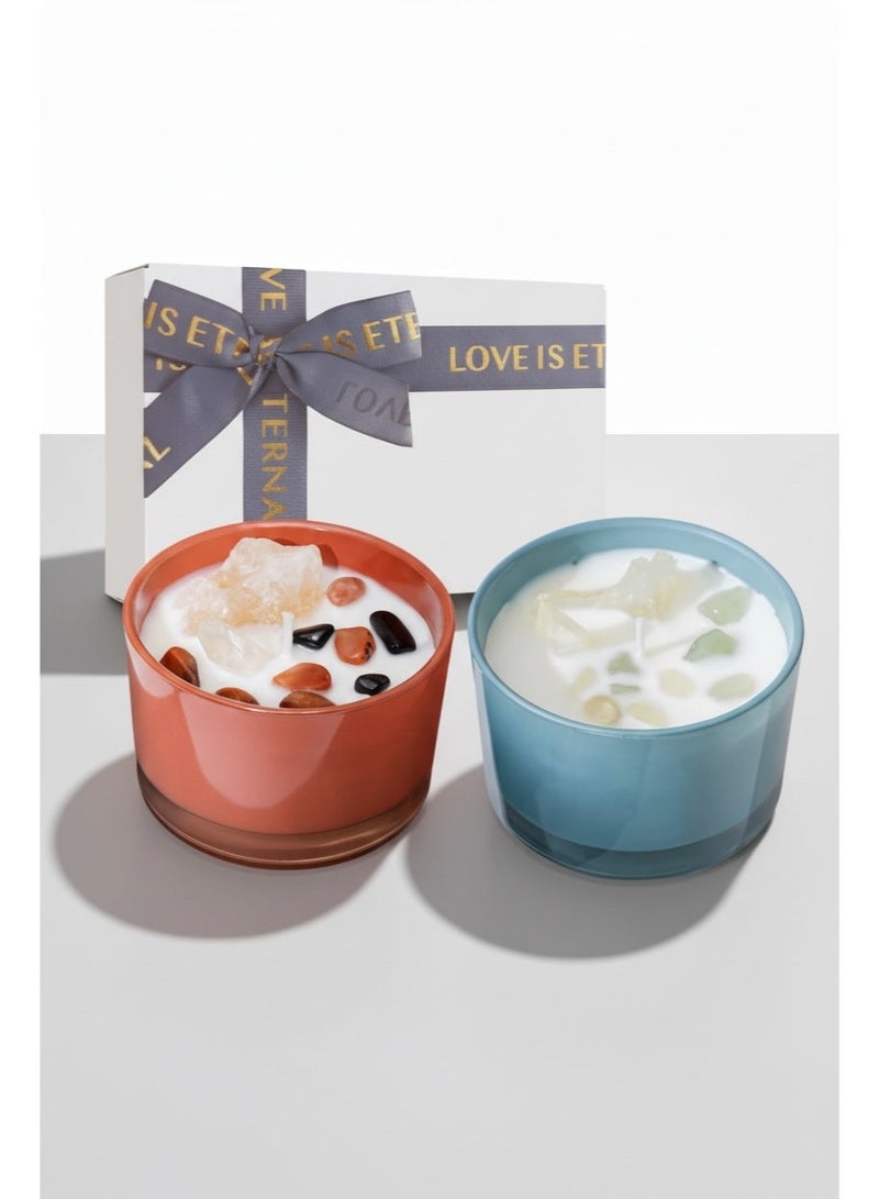 2 قطعة شمع الصويا المعطر بالكريستال